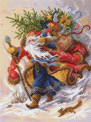 1702 Канва с рисунком "Дед Мороз"